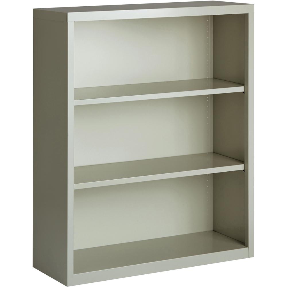 Lorell Fortress Series Bookcases - 34.5" x 13" x 42" - 3 Shelves - Light Gray - Powder Coated Steel - Recycled