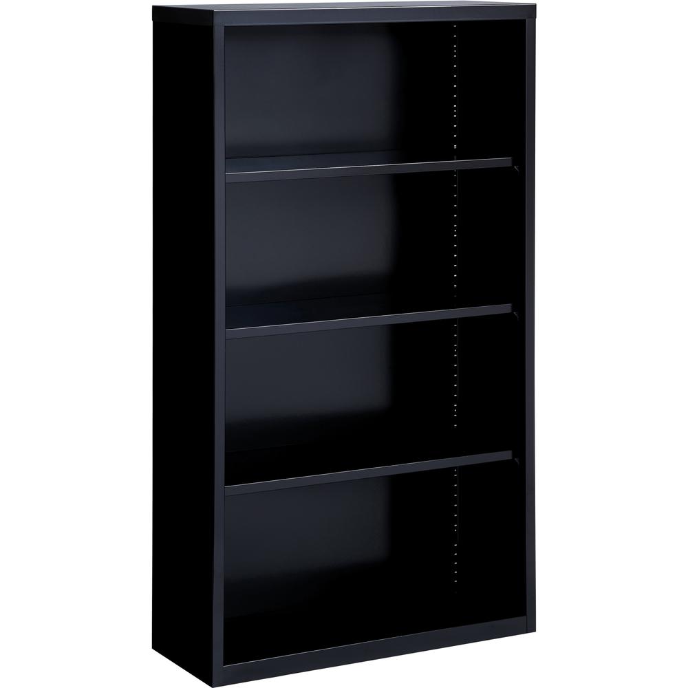 Lorell Fortress Bookcase - 34.5" x 13" x 60" - 4 Shelves - Black - Powder Coated Steel - Recycled