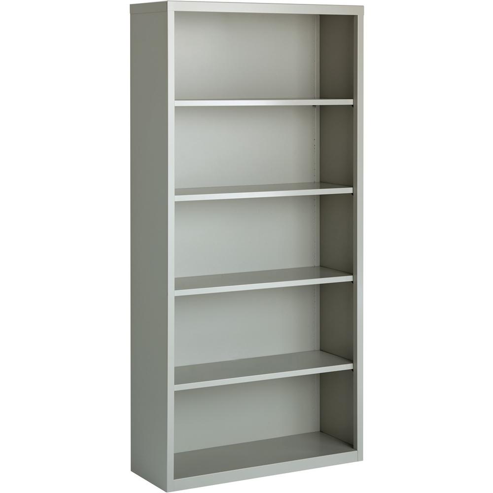 Lorell Fortress Series Bookcases - 34.5" x 13" x 72" - 5 Shelves - Light Gray - Powder Coated Steel - Recycled