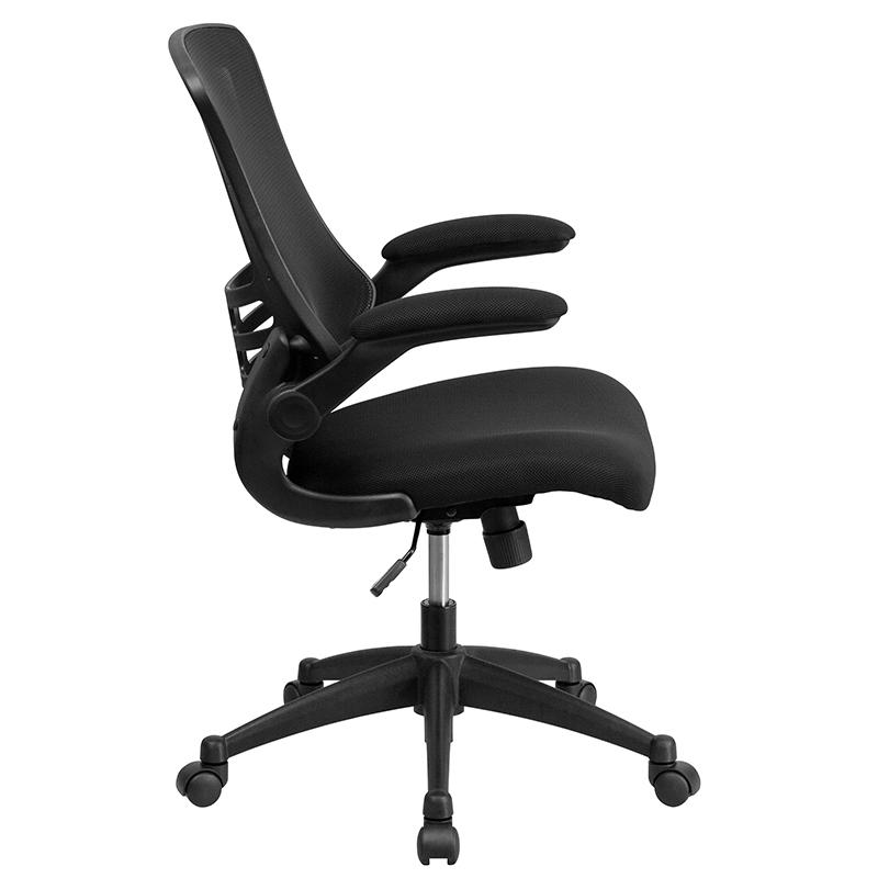 Black Mesh Swivel Ergonomic Task Office Chair with Flip-Up Arms, BIFMA Certified