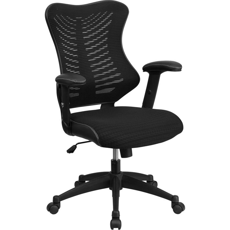 Black Mesh Executive Office Chair with Adjustable Arms