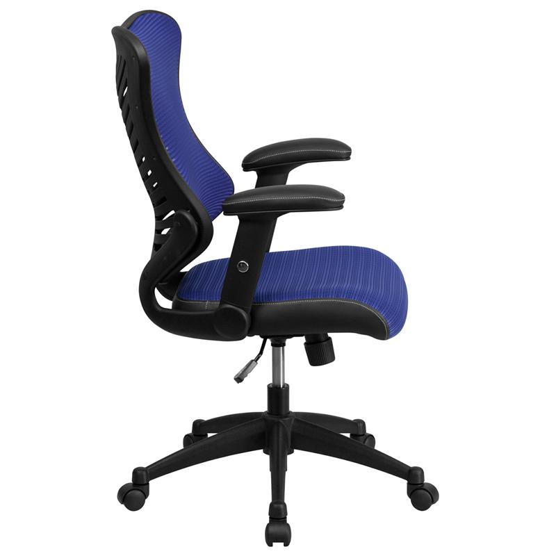 Blue Mesh Executive Office Chair with Adjustable Arms