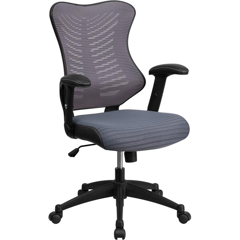 Gray Mesh Executive Swivel Office Chair with Adjustable Arms