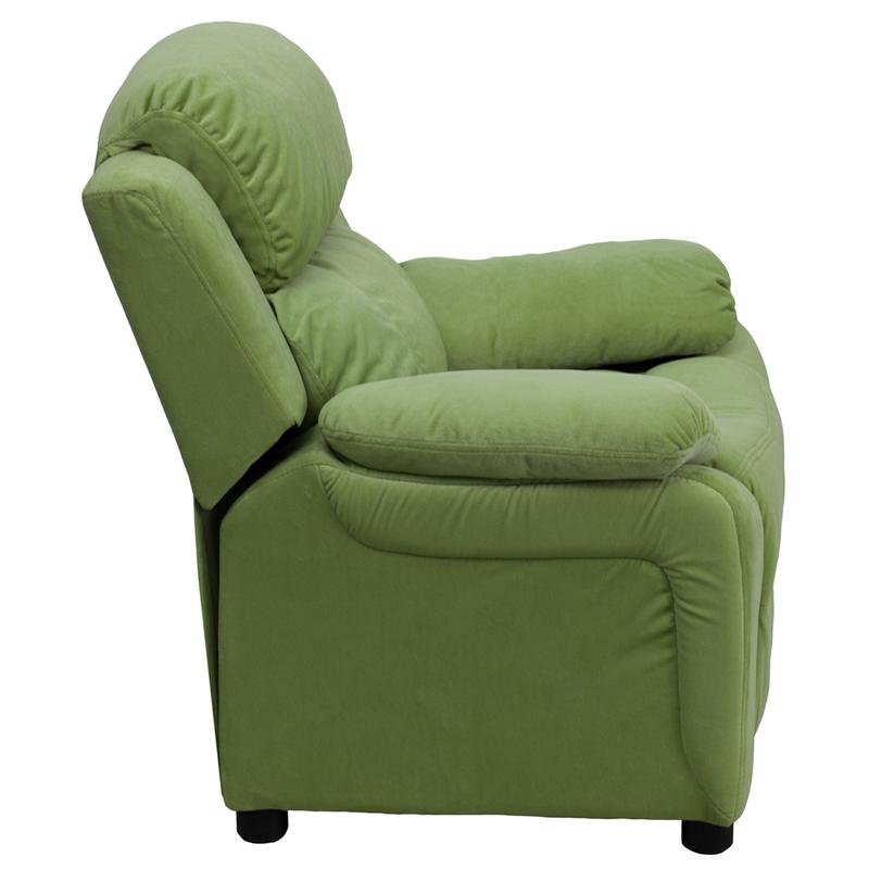 Avocado Microfiber Kids Recliner with Storage Arms