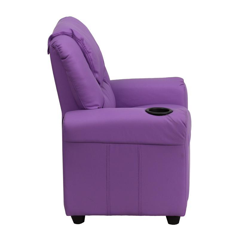 Lavender Vinyl Kids Recliner with Cup Holder and Headrest