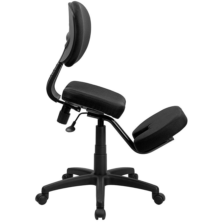 Ergonomic Kneeling Posture Office Chair with Back in Black Fabric