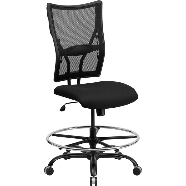 Hercules Series Big & Tall 400 lb. Rated Black Mesh Ergonomic Drafting Chair