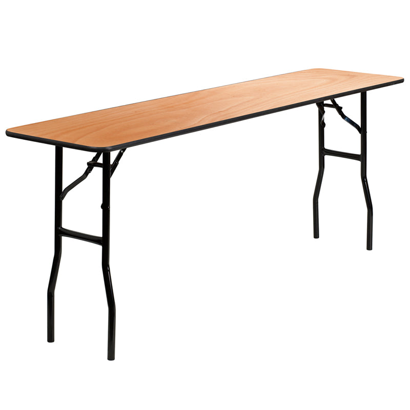 6-Foot Wood Folding Table with Clear Coated Top