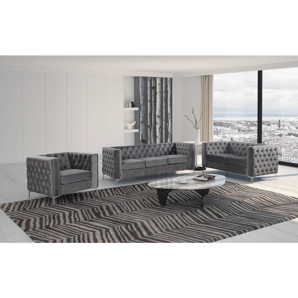 Best Master Furniture Aineias 2 Piece Fabric Sofa And Loveseat Set In Gray