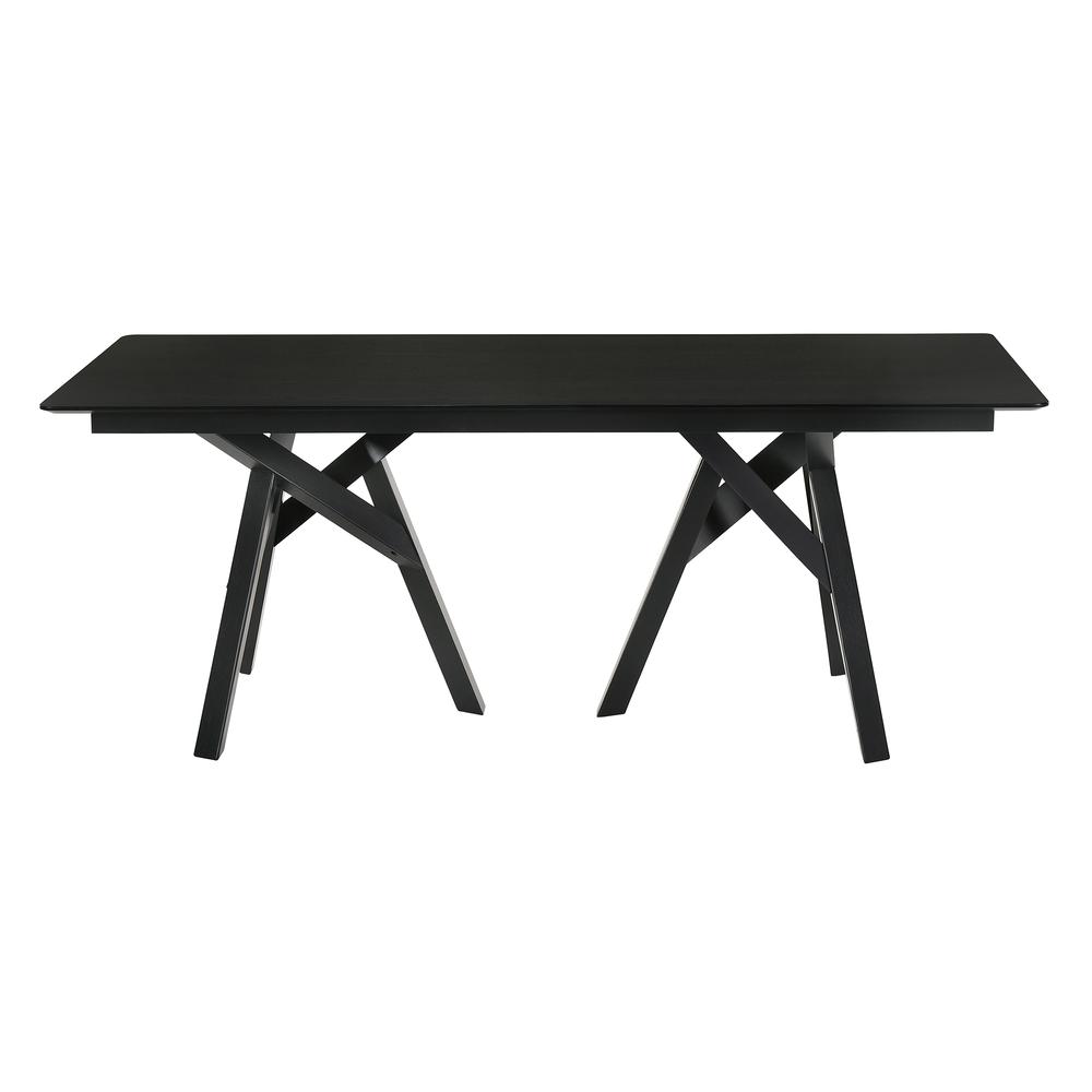 Cortina 79" Mid-Century Modern Black Wood Dining Table With Black Legs