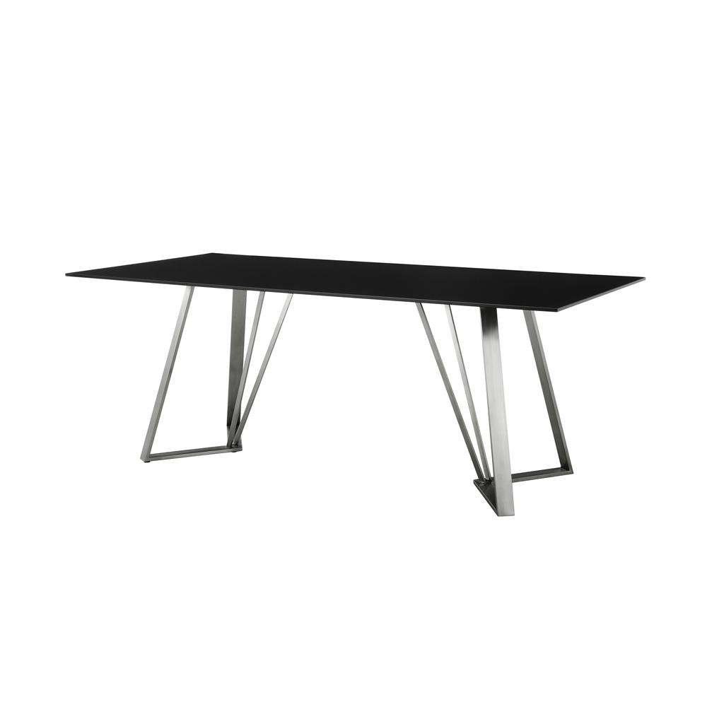 Image of Cressida Glass And Stainless Steel Rectangular Dining Room Table