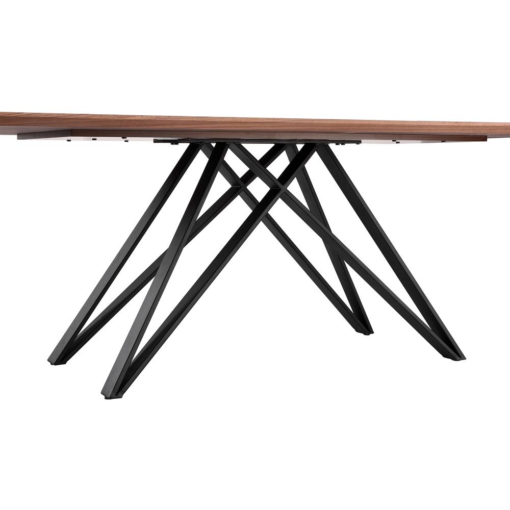 Modena Contemporary Dining Table In Matte Black Finish And Walnut Wood Top