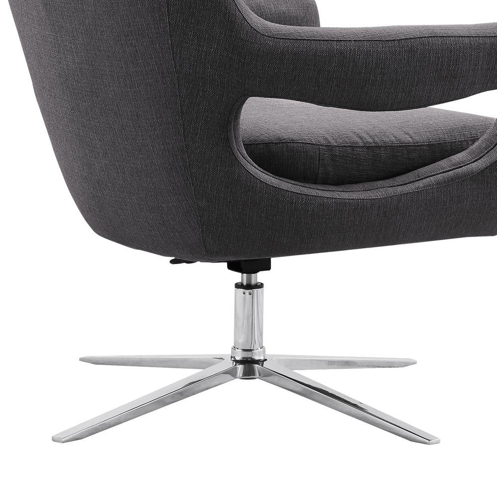 Armen Living Quinn Contemporary Adjustable Swivel Accent Chair in Polished Chrome Finish with Grey Fabric