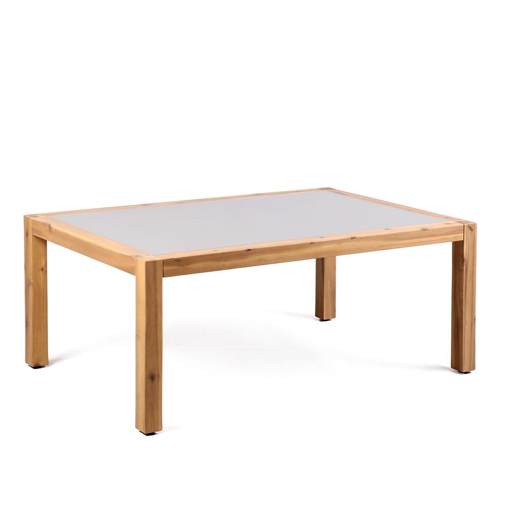 Sienna Outdoor Coffee Table With Teak Finish And Concrete Top