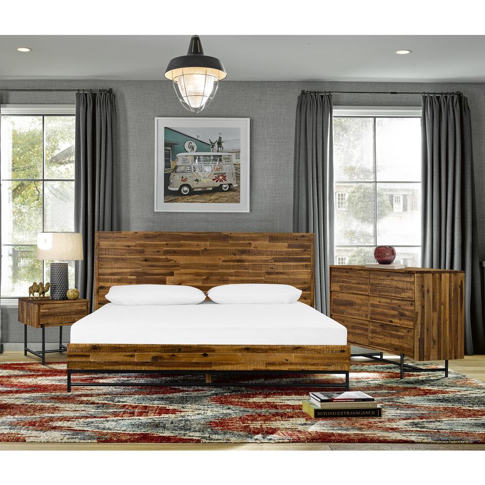 Image of Cusco 4 Piece Acacia King Bedroom Set With Dresser And Nightstands