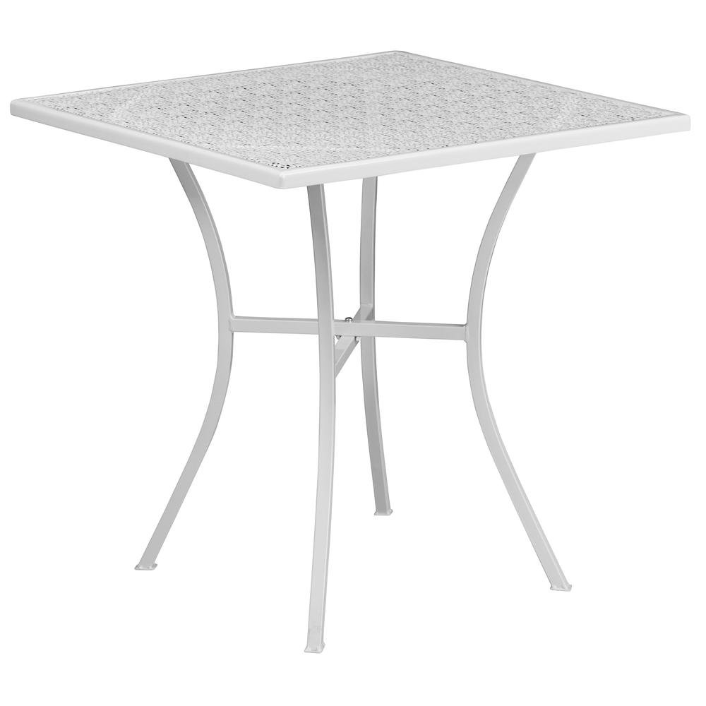 Image of Commercial Grade Square Patio Table | Outdoor Steel Square Patio Table [Co-5-Wh-Gg]