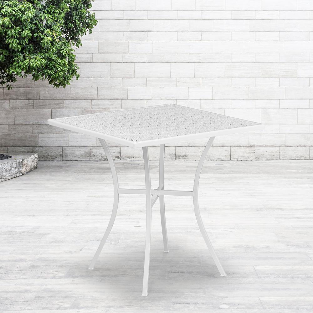 Commercial Grade Square Patio Table | Outdoor Steel Square Patio Table [Co-5-Wh-Gg]
