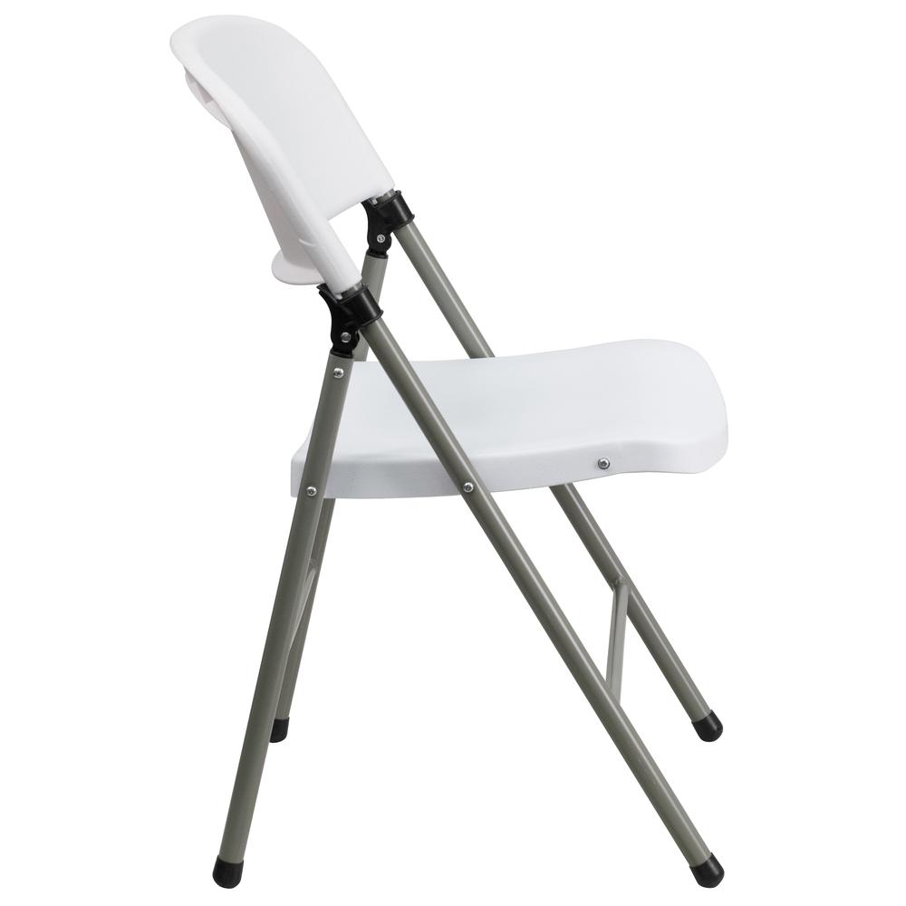 White Plastic Folding Chair with Gray Frame - 330 lb. Capacity