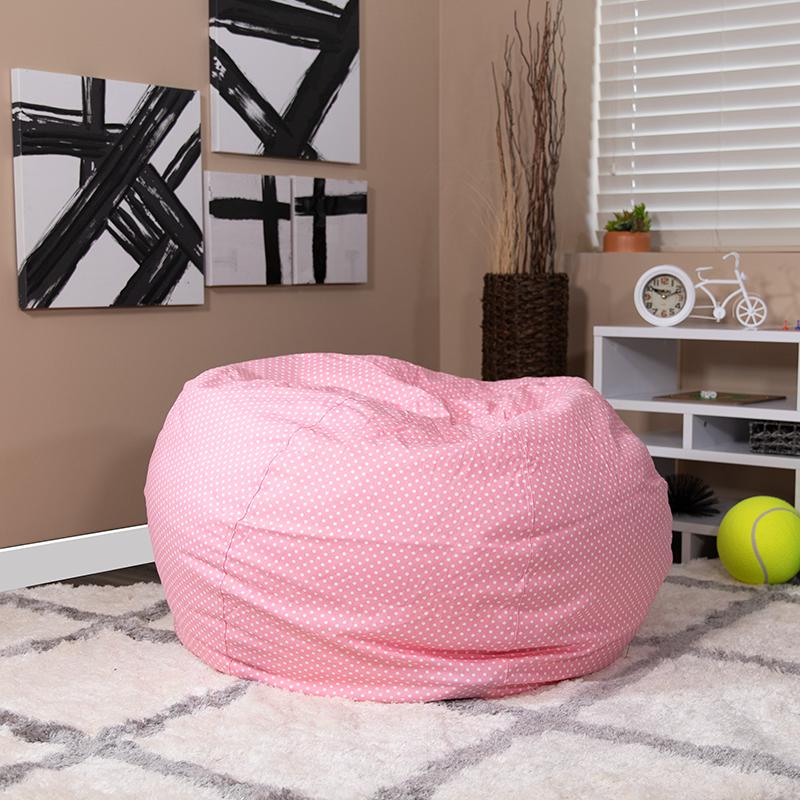 Light Pink Dot Oversized Bean Bag Chair for Kids and Adults