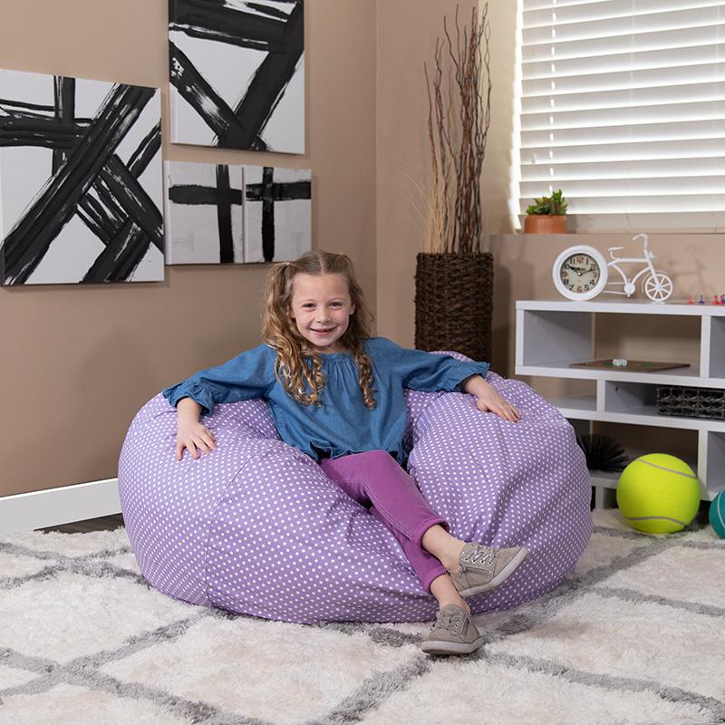 Lavender Dot Oversized Bean Bag Chair - For Kids and Adults