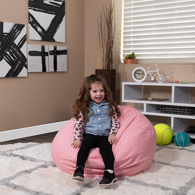 Light Pink Dot Bean Bag Chair for Kids and Teens - Small Size