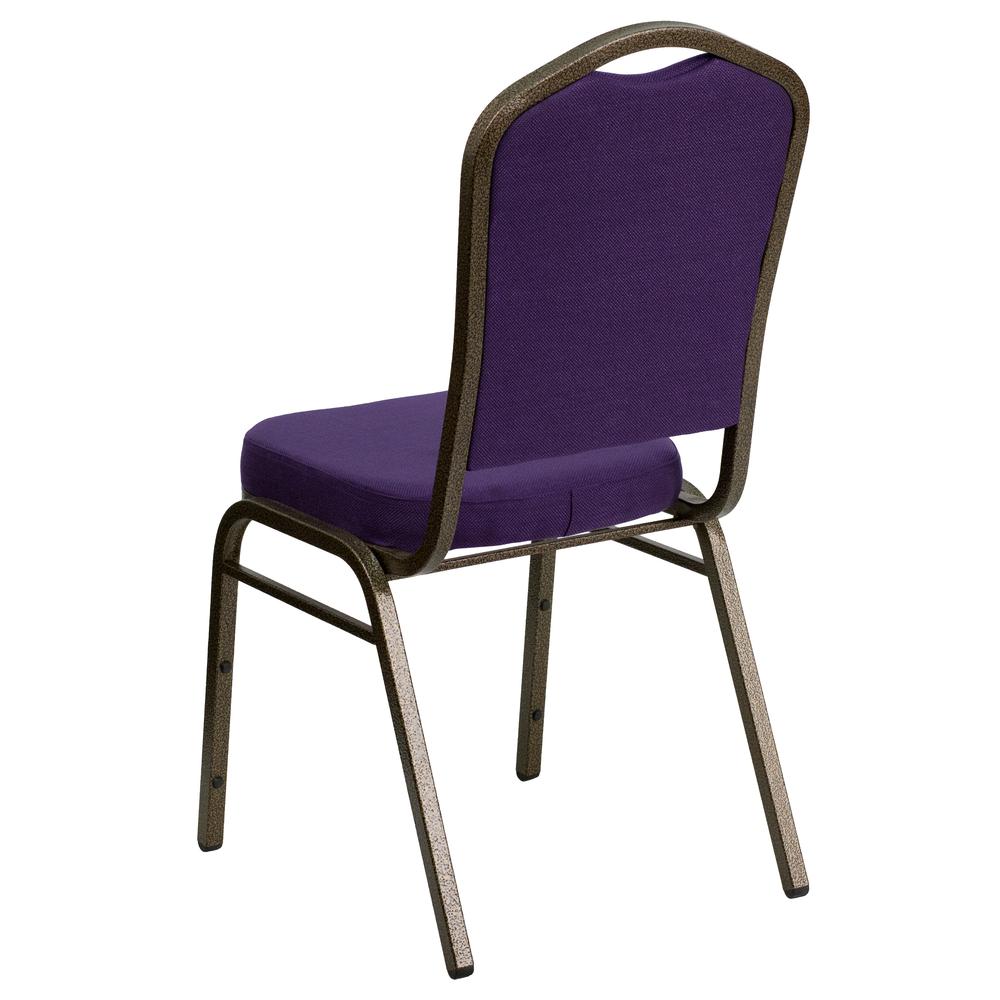 Hercules Crown Back Stacking Banquet Chair - Purple Fabric, Gold Vein Frame