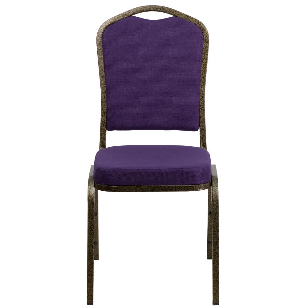 Hercules Crown Back Stacking Banquet Chair - Purple Fabric, Gold Vein Frame