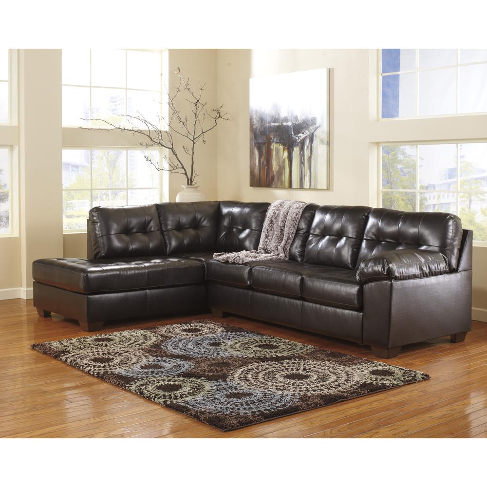 Ashley Alliston Left Side Facing Chaise Sectional in Chocolate Faux Leather