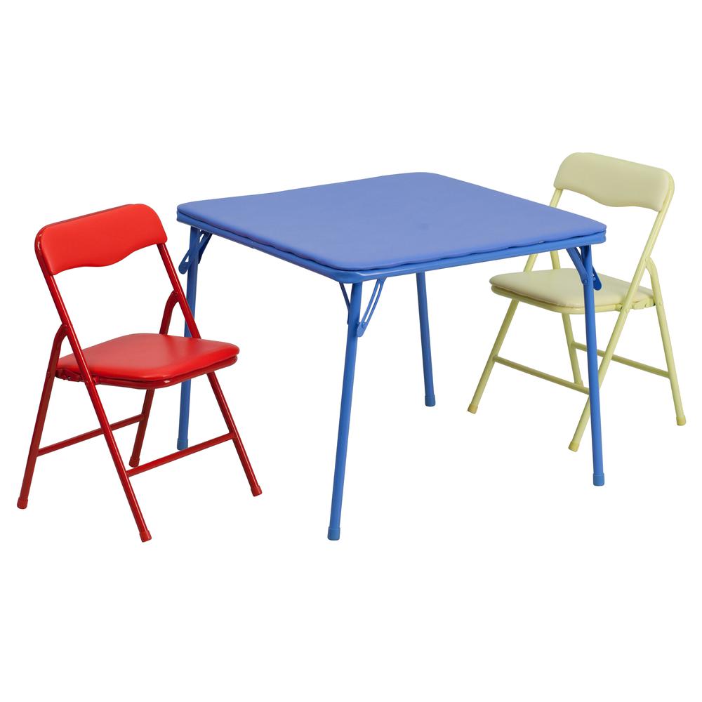 Image of Kids Colorful 3 Piece Folding Table And Chair Set