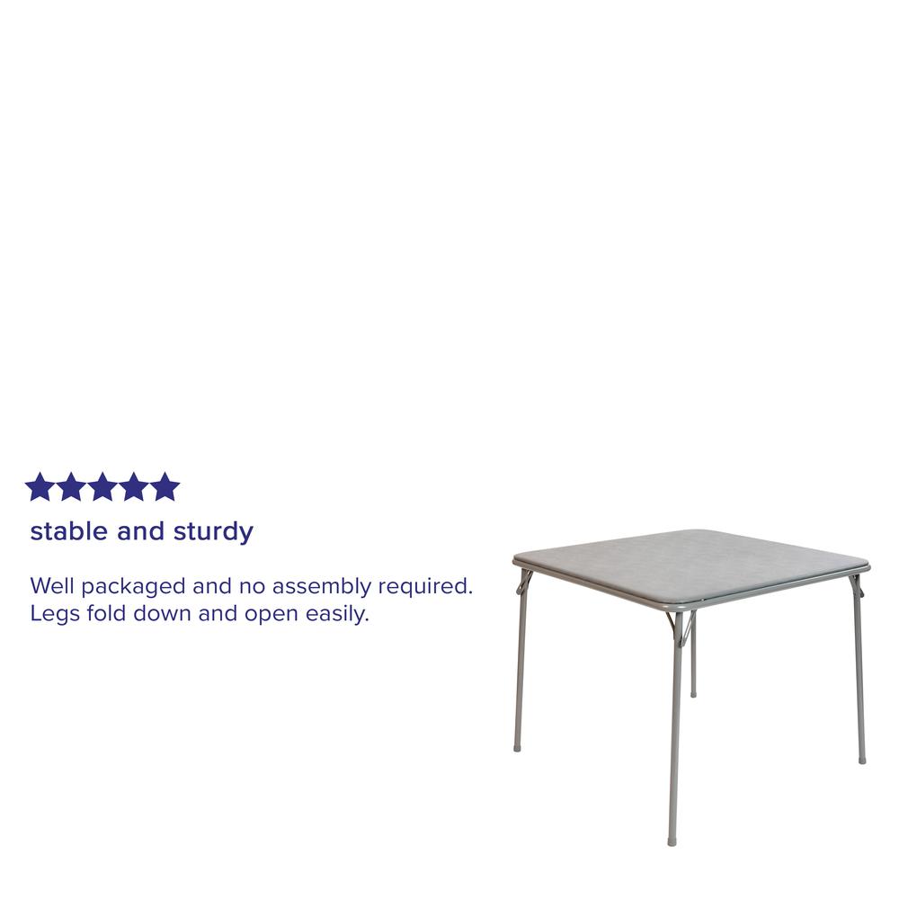 Gray Folding Card Table - Lightweight Portable Folding Table with Collapsible Legs