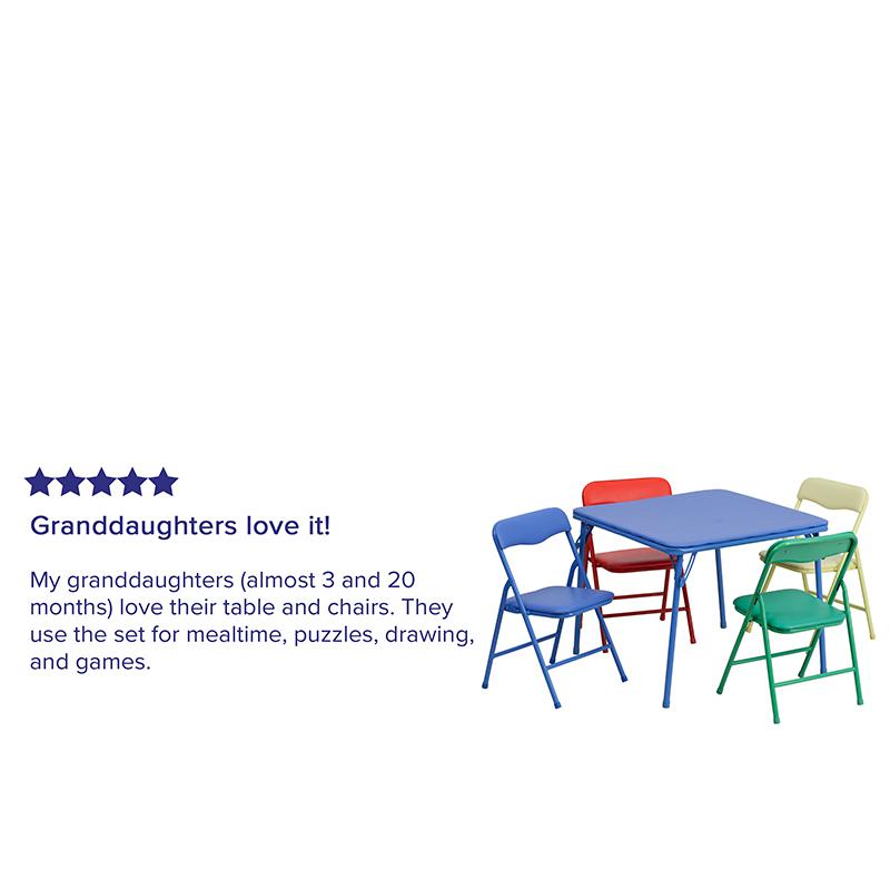Kids Colorful 5-Piece Folding Table and Chair Set