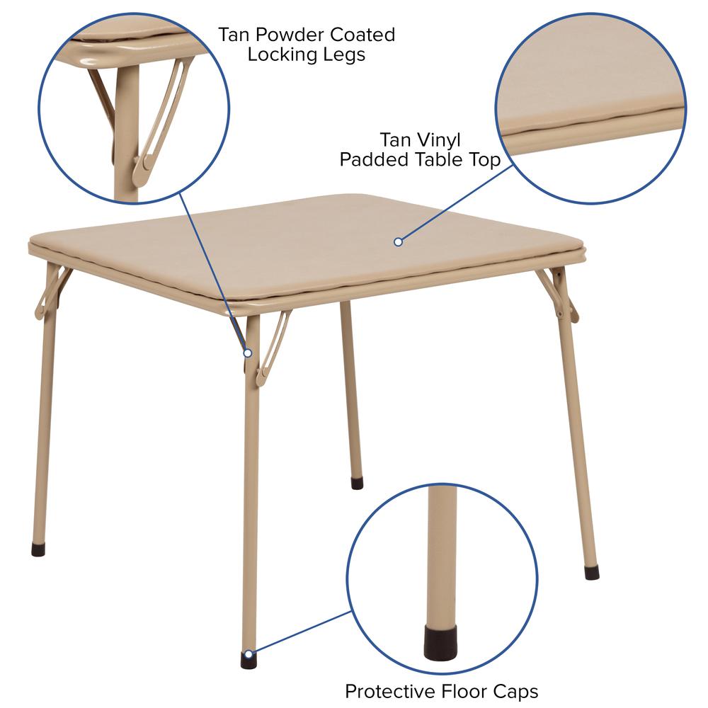 Kids Tan 5 Piece Folding Table And Chair Set