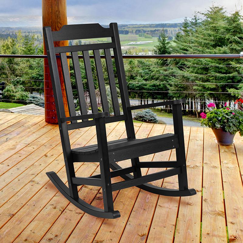 This is the image of Winston All-Weather Rocking Chair - Black Faux Wood