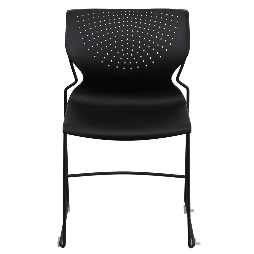 Hercules 661 lb. Capacity Black Full Back Stack Chair with Powder Coated Frame