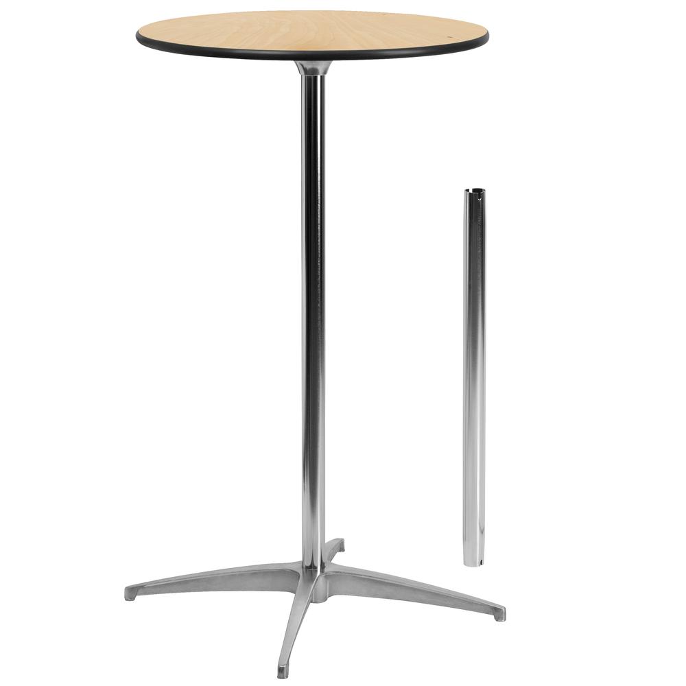24'' Round Wood Cocktail Table With 30'' And 42'' Columns