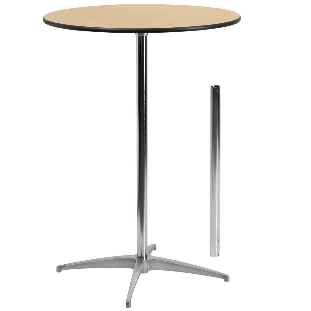 30'' Round Wood Cocktail Table With 30'' And 42'' Columns