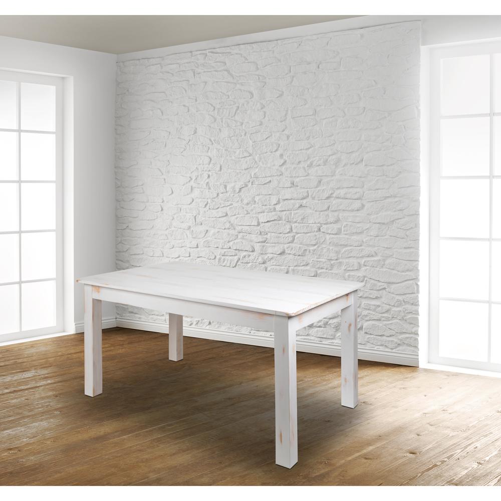 Image of Hercules Series 60" X 38" Rectangular Antique Rustic White Solid Pine Farm Dining Table