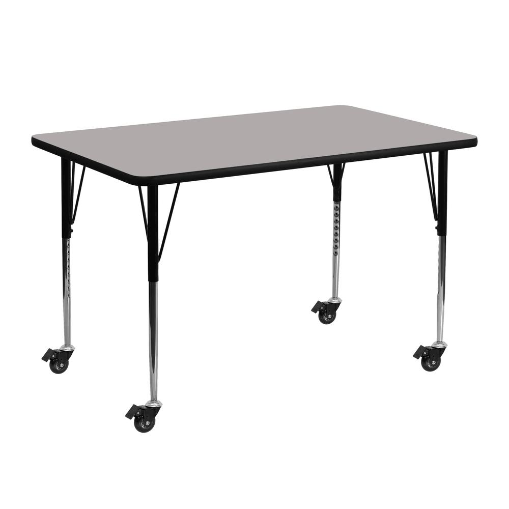 24-W x 48-L Rectangular Grey HP Laminate Activity Table - Standard Height Adjustable Legs