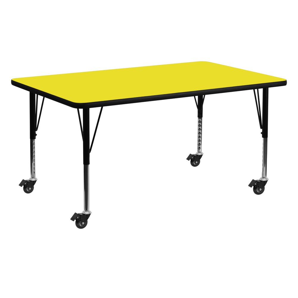 24-W x 60-L Rectangular Yellow HP Laminate Activity Table - Height Adjustable Short Legs
