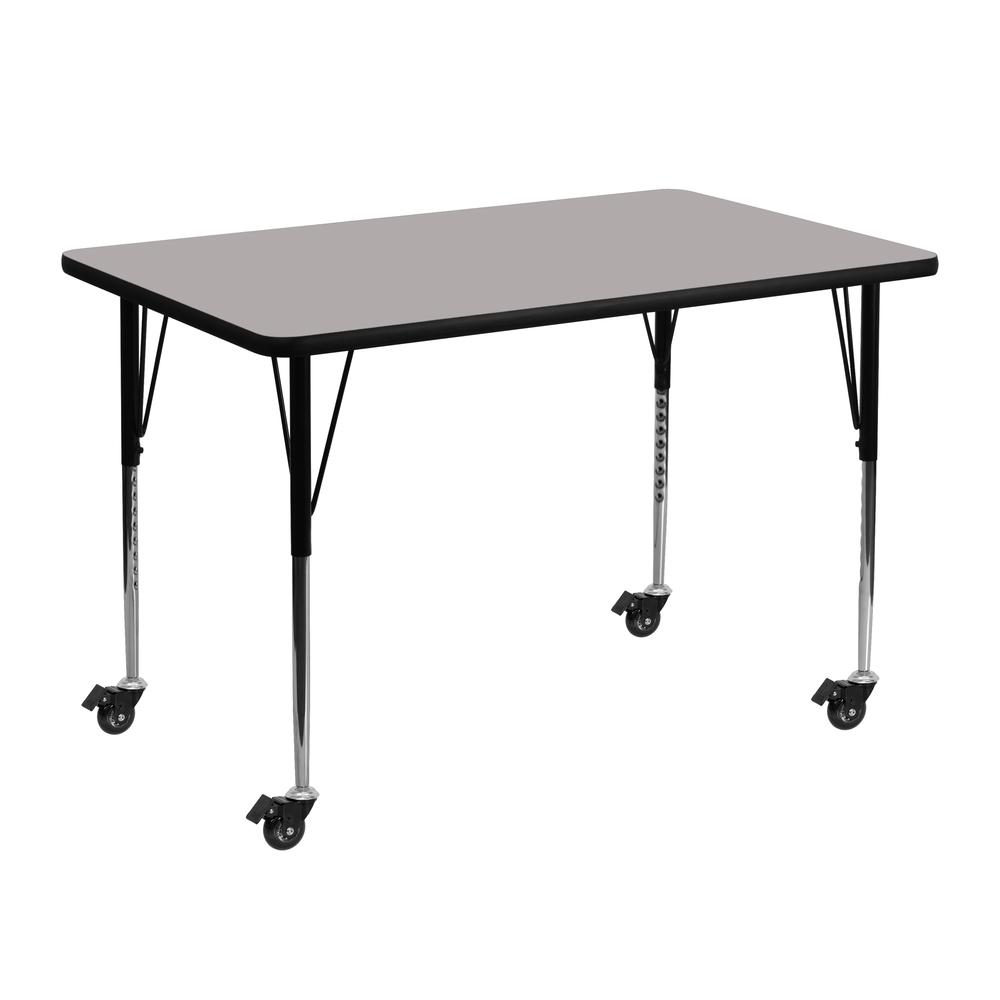 Mobile 30-W x 48-L Grey HP Laminate Activity Table - Standard Height Adjustable Legs