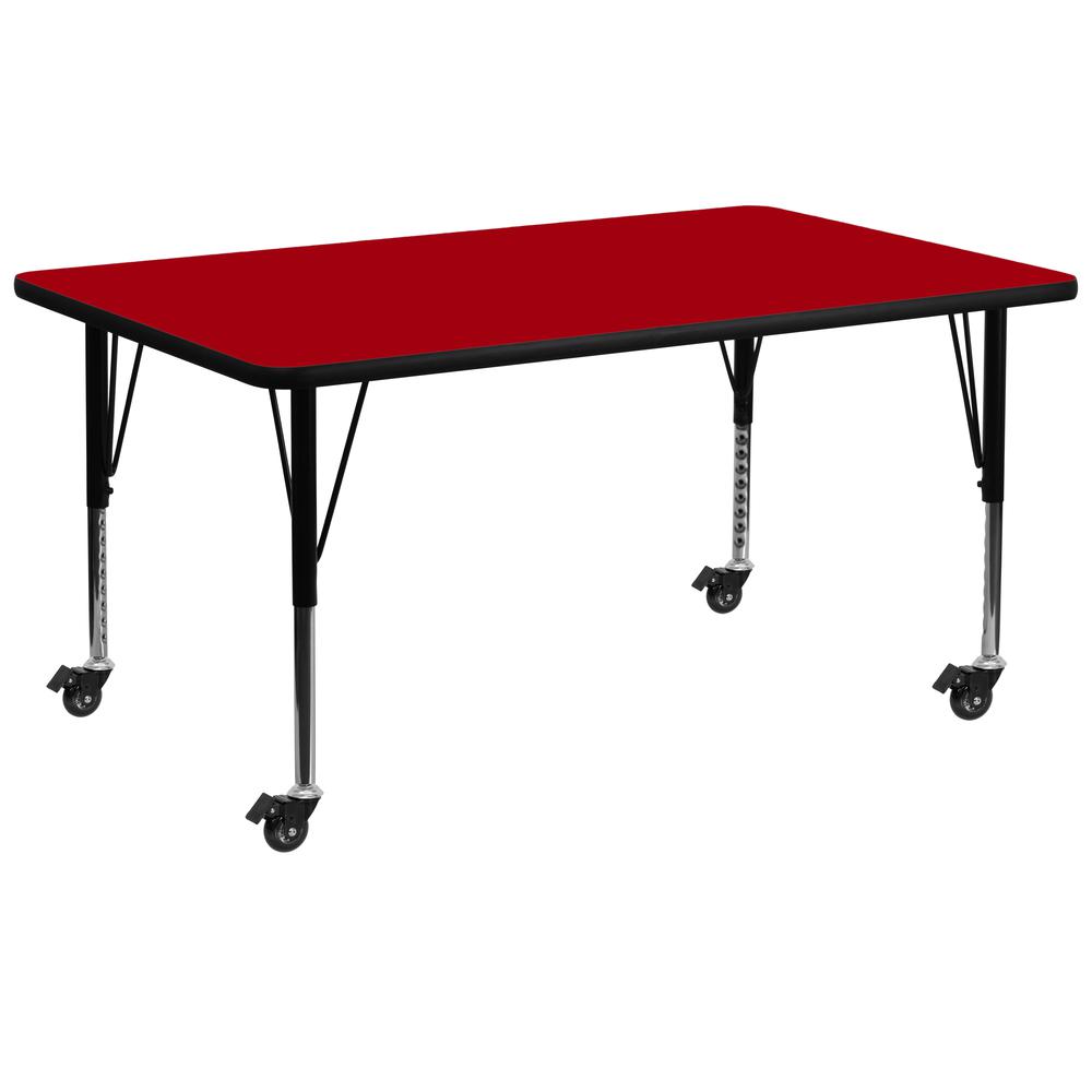 30-W x 72-L Red Thermal Laminate Activity Table - Height Adjustable Short Legs