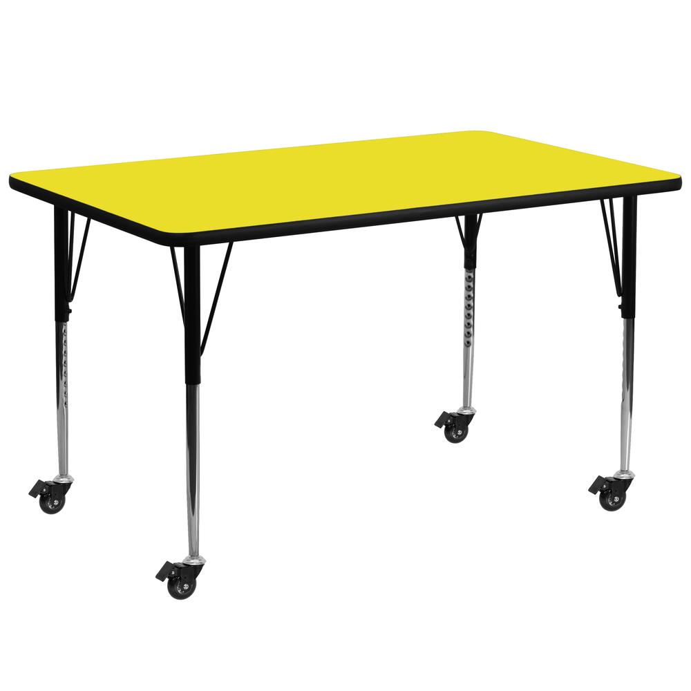 Yellow HP Laminate Activity Table - 30-W x 72-L - Standard Height Adjustable Legs