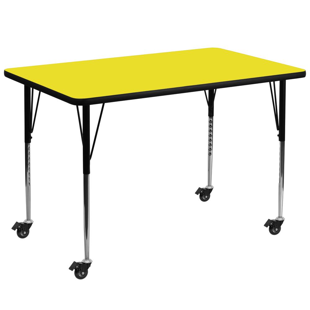 Yellow HP Laminate Activity Table - 36-W x 72-L - Standard Height Adjustable Legs