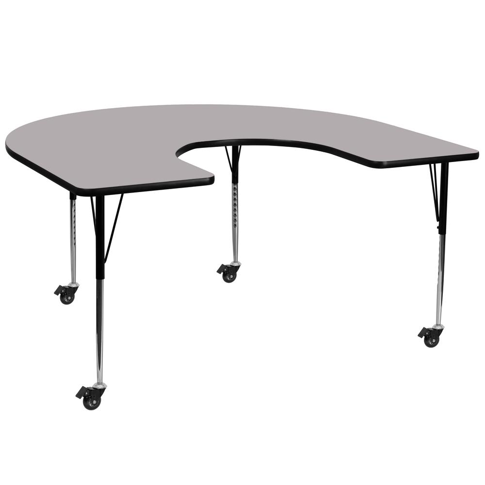 Grey Thermal Laminate Activity Table - Standard Height Adjustable Legs, 60-W x 66-L