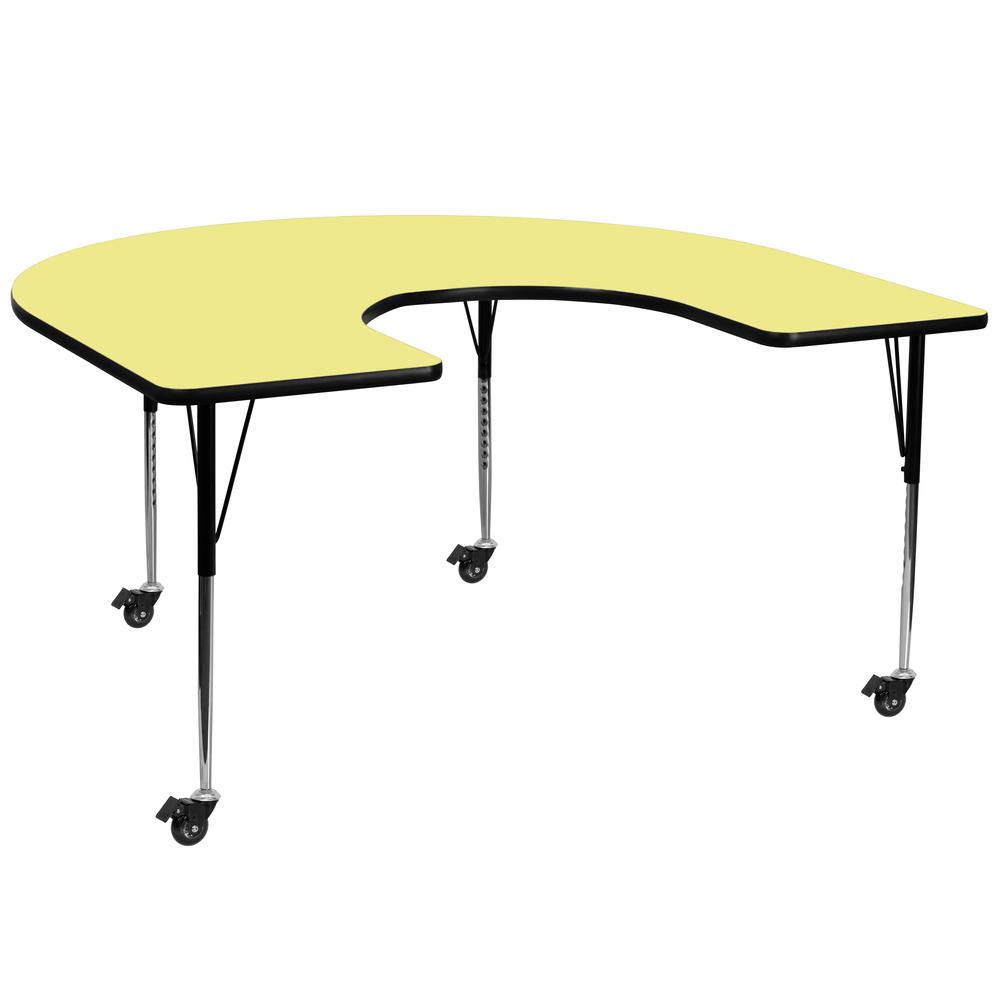Yellow Thermal Laminate Activity Table - Standard Height Adjustable Legs, 60-W x 66-L