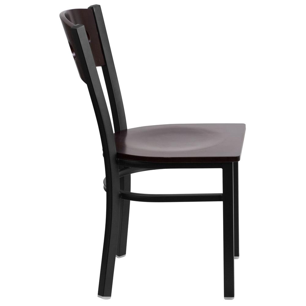 Black Metal Restaurant Chair with Walnut Wood Back and Seat - HERCULES Series