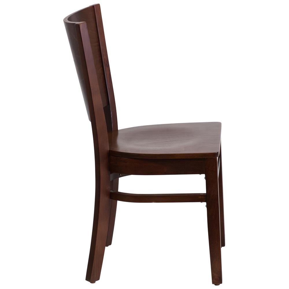 Lacey Series Solid Back Walnut Wood Restaurant Chair