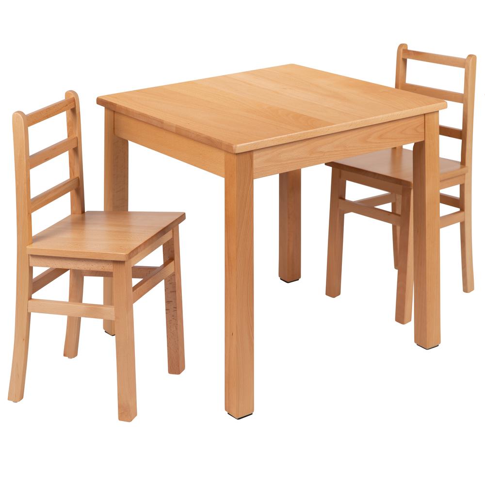 Image of Kids Natural Solid Wood Table And Chair Set For Classroom, Playroom, Kitchen