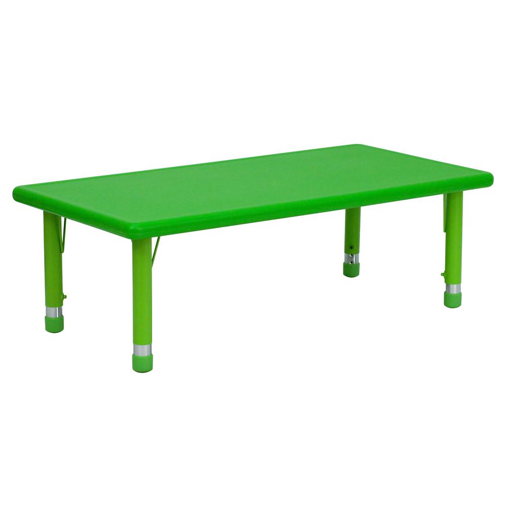 Image of 24''W X 48''L Rectangular Green Plastic Height Adjustable Activity Table