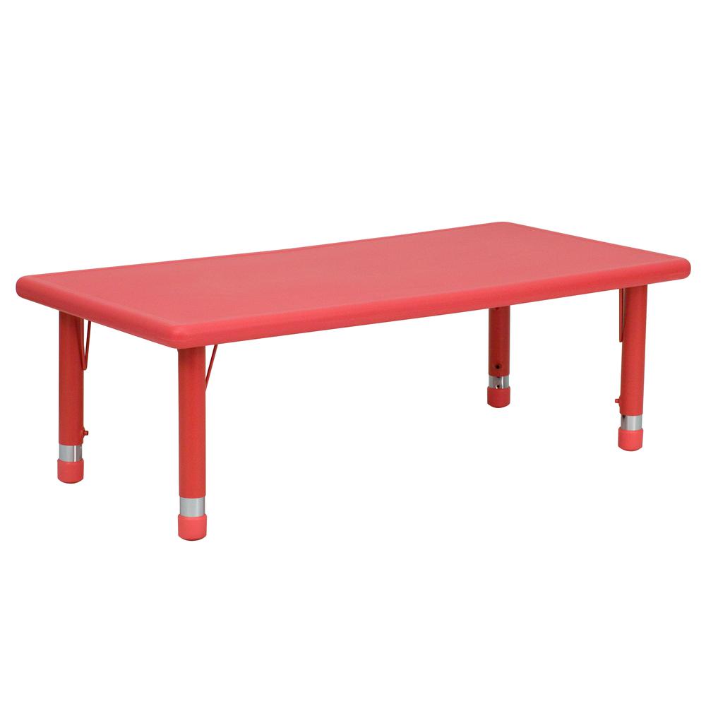 Image of 24''W X 48''L Rectangular Red Plastic Height Adjustable Activity Table